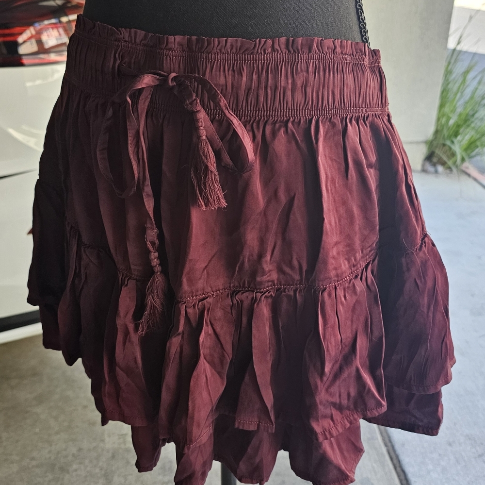 Elegant Burgundy Ruffle Skirt